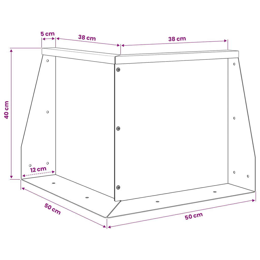 vidaXL Mur oporowy 50 x 50 x 40 cm Stal ocynkowana srebrny