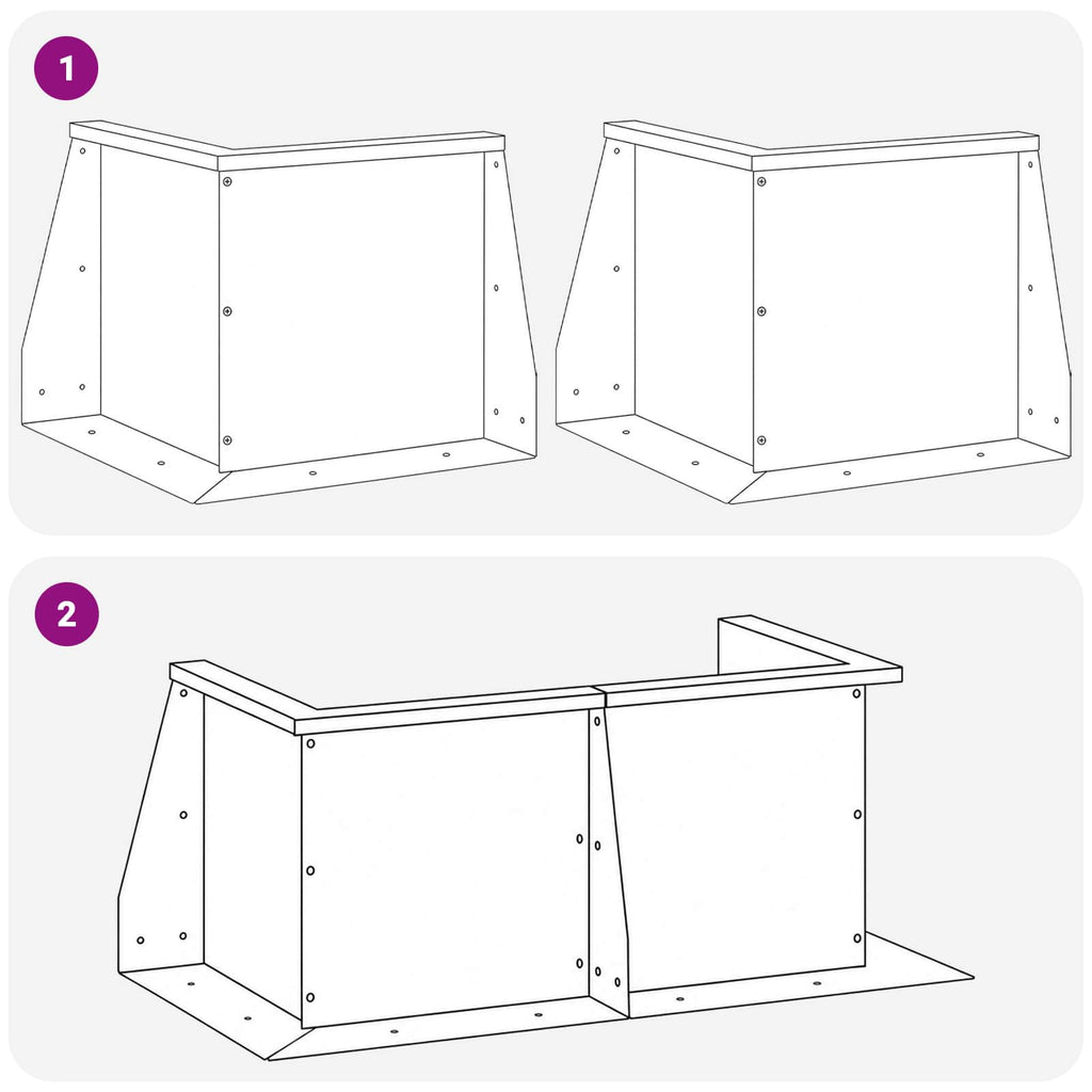 vidaXL Mur oporowy 2 szt. 50 x 50 x 50 cm Stal Biały
