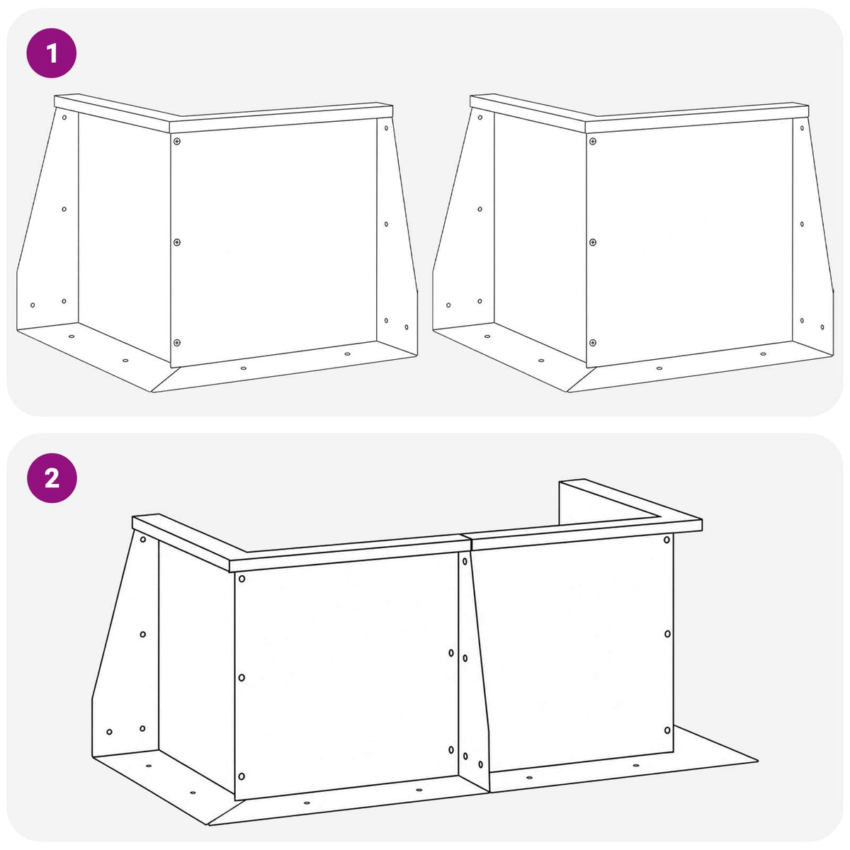 vidaXL Mur oporowy 2 szt. 50 x 50 x 50 cm Stal Biały