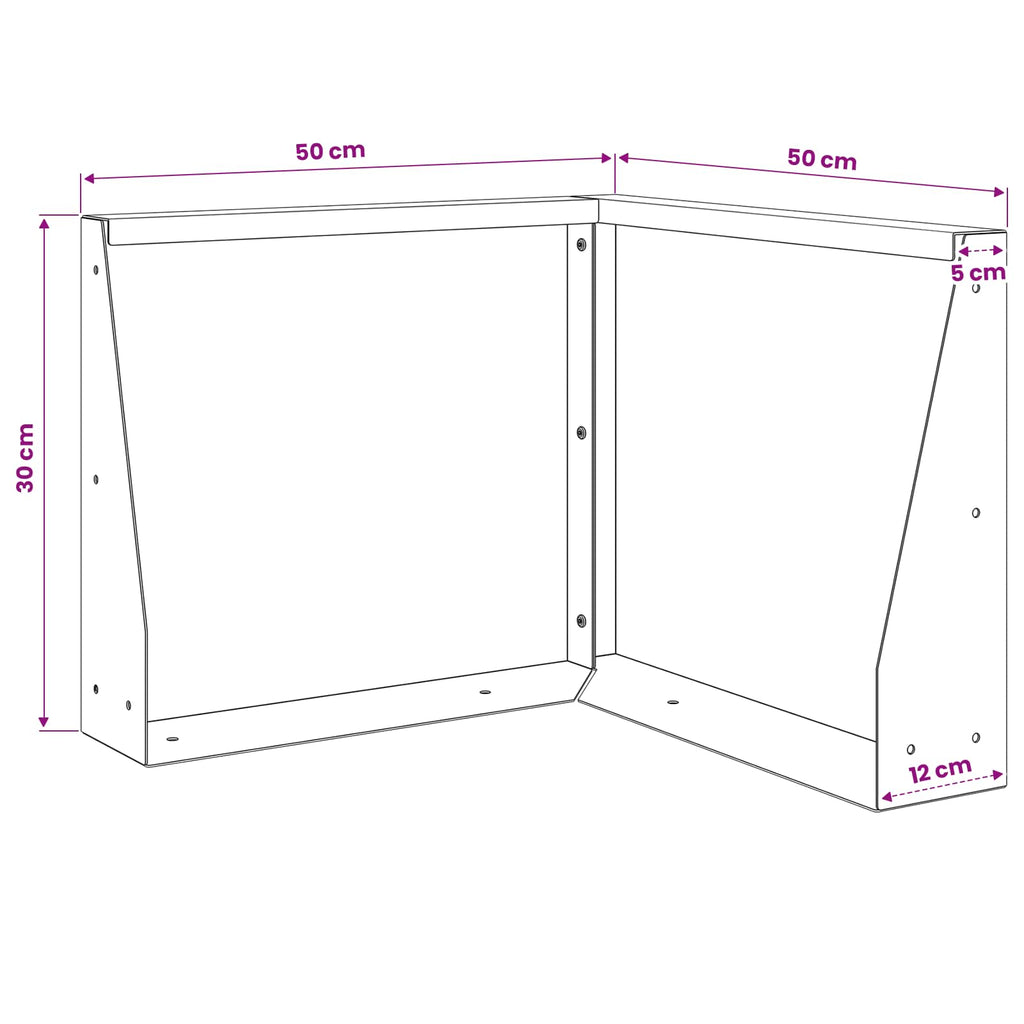 vidaXL Mur oporowy 50 x 50 x 30 cm Stal Biały