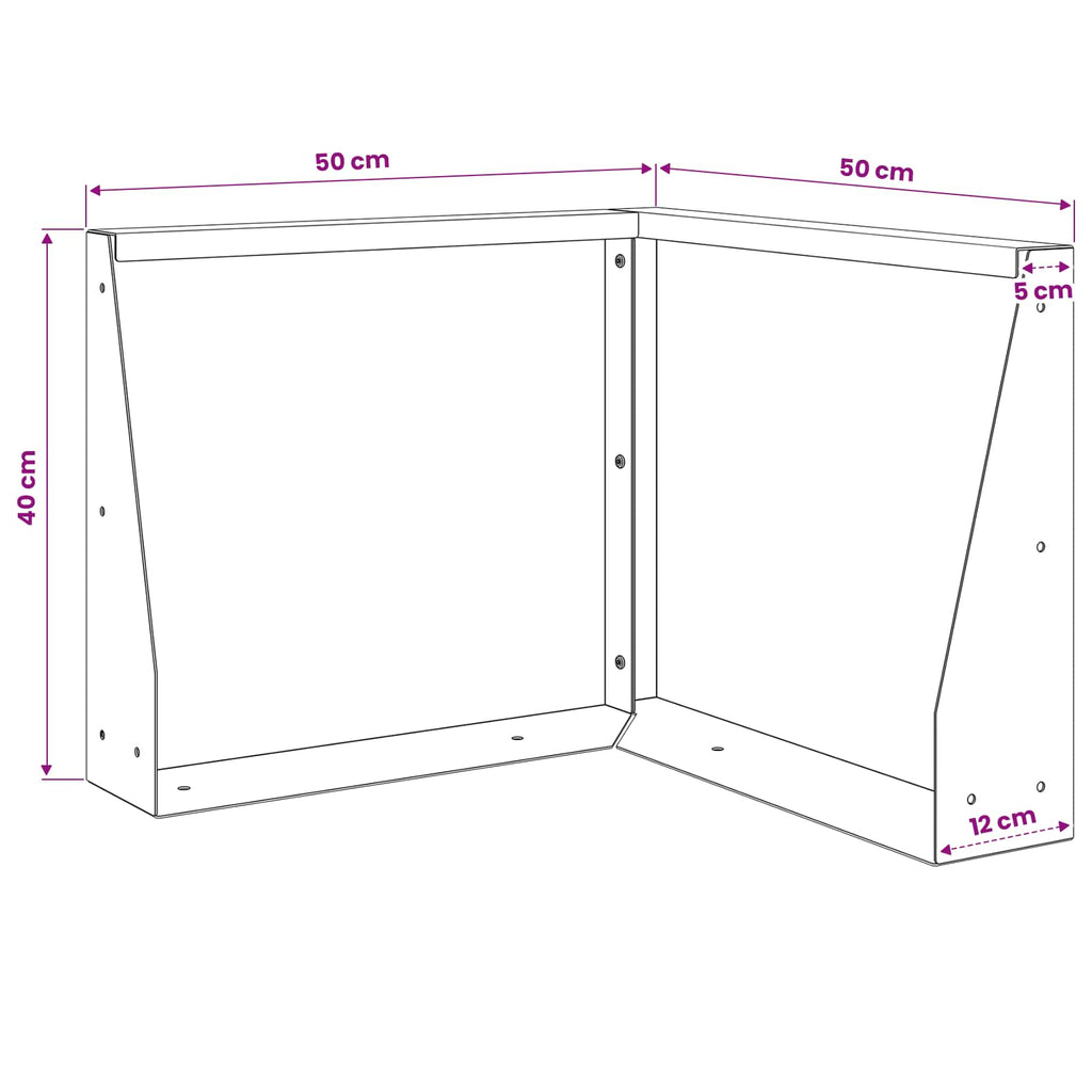 vidaXL Mur oporowy 50 x 50 x 40 cm Stal antracytowy
