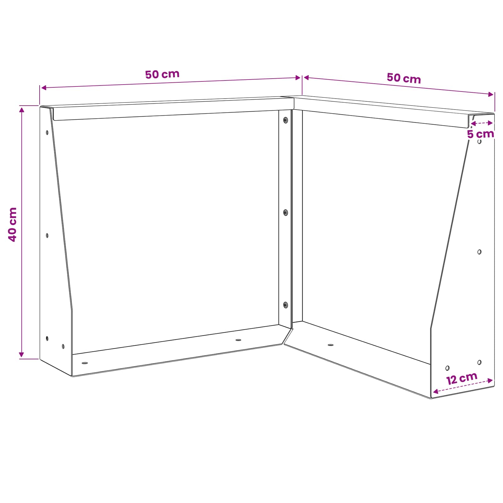 vidaXL Mur oporowy 50 x 50 x 40 cm Stal antracytowy