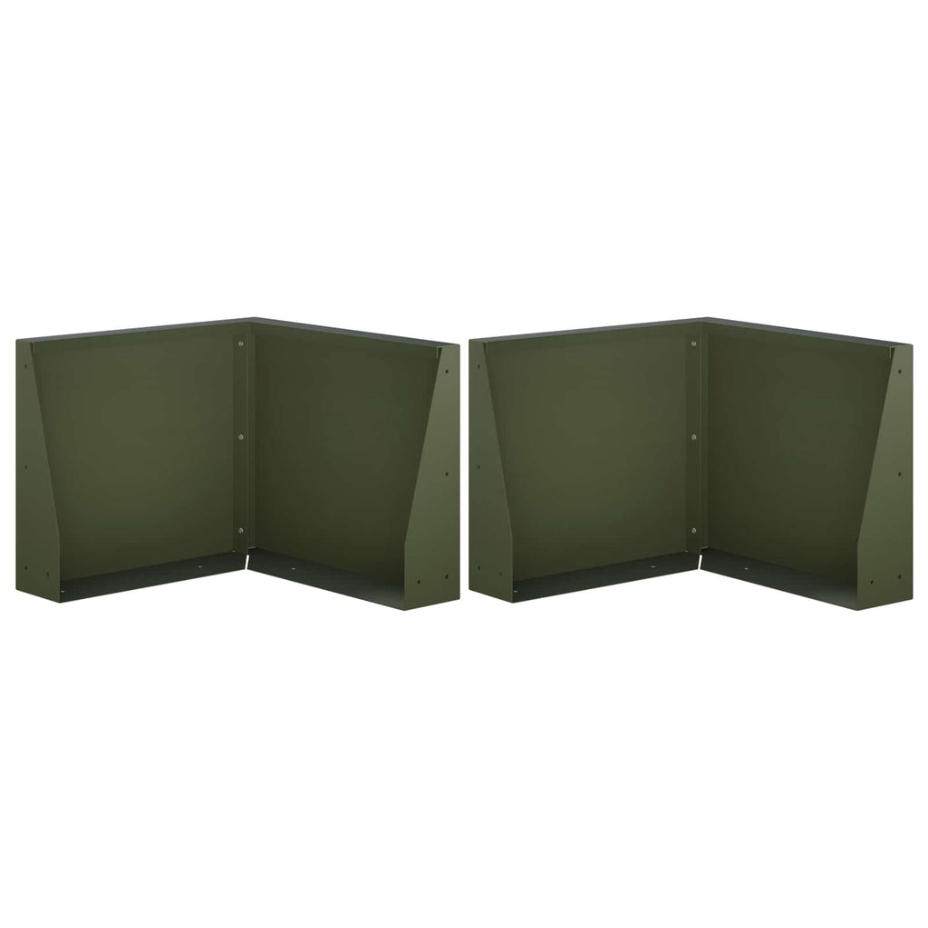vidaXL Mur oporowy 2 szt. 50 x 50 x 40 cm Stal Oliwkowy zielony