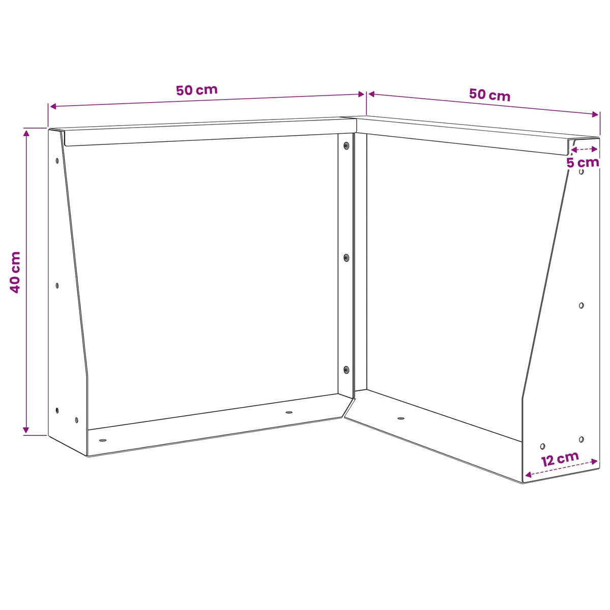 vidaXL Mur oporowy 50 x 50 x 40 cm Stal ocynkowana srebrny