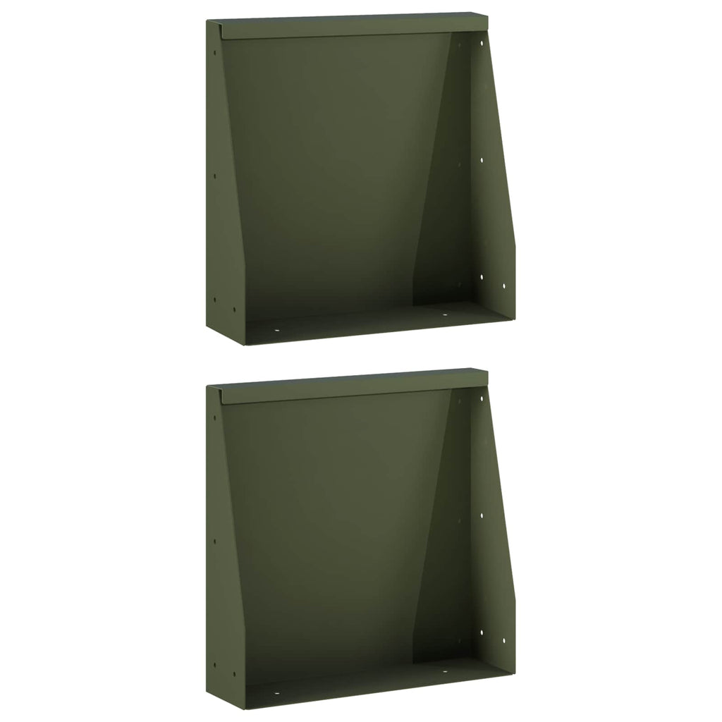 vidaXL Mur oporowy 2 szt. 40 x 12 x 50 cm Stal Oliwkowy zielony