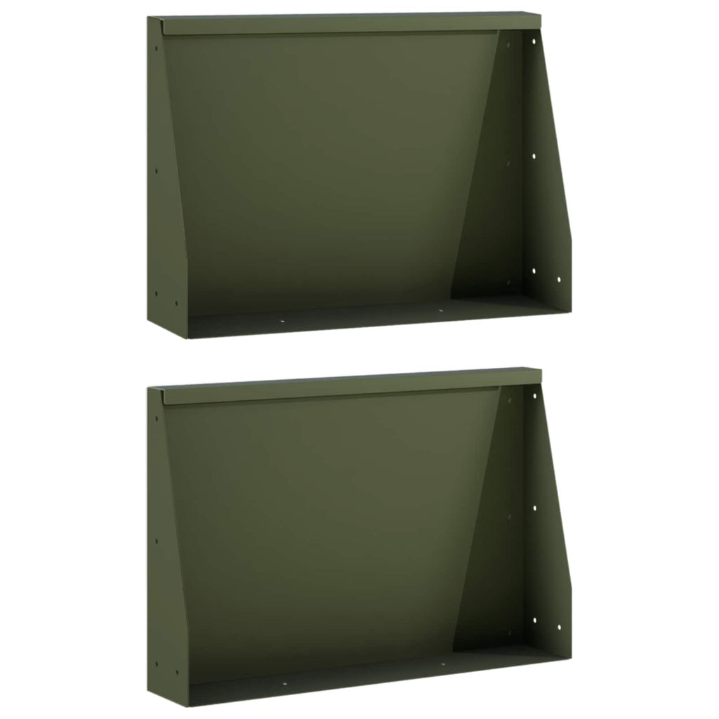 vidaXL Mur oporowy 2 szt. 60 x 12 x 30 cm Stal Oliwkowy zielony