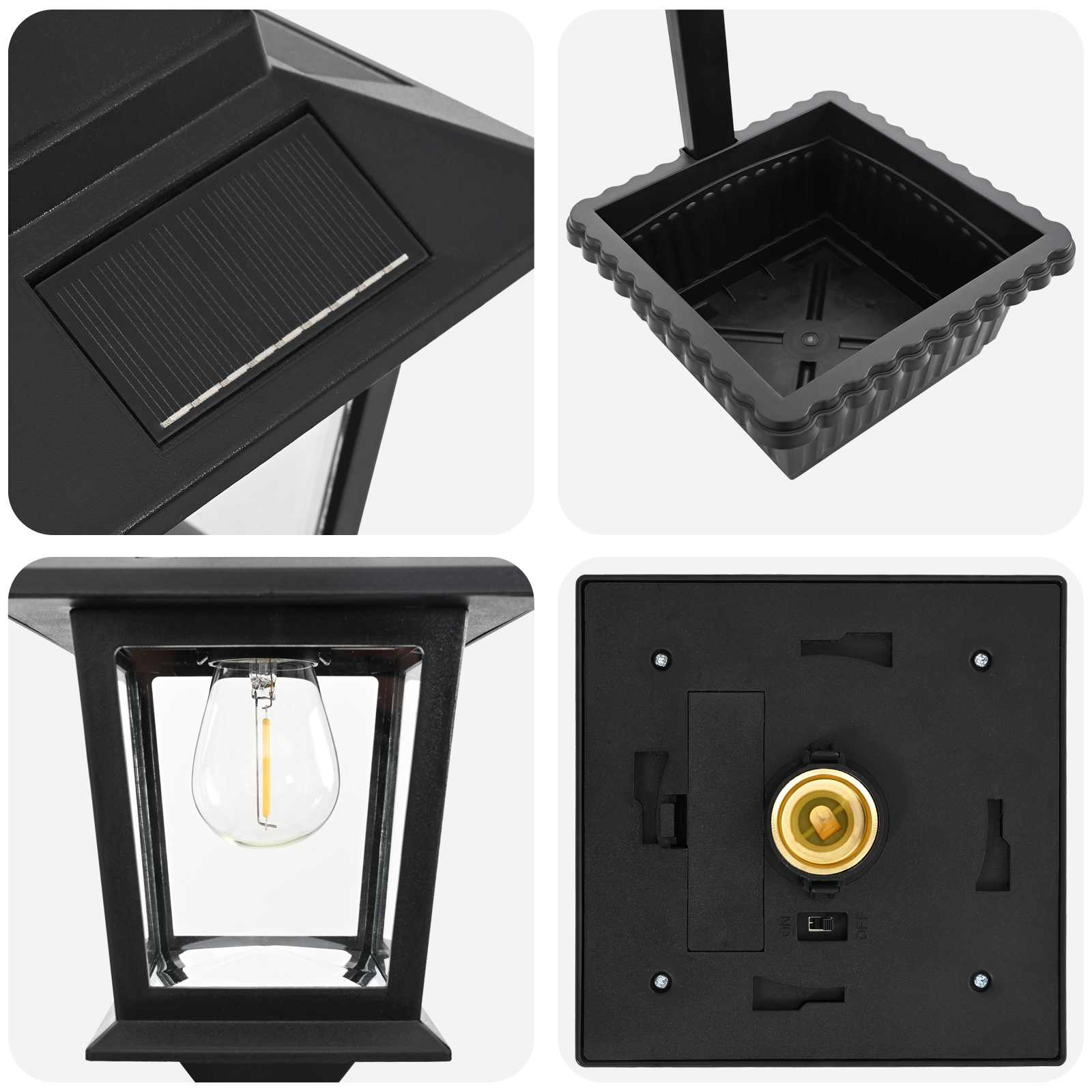 vidaXL Lampa słupkowa z donicą Czarny 29 x 28 x 74 cm ABS i PP