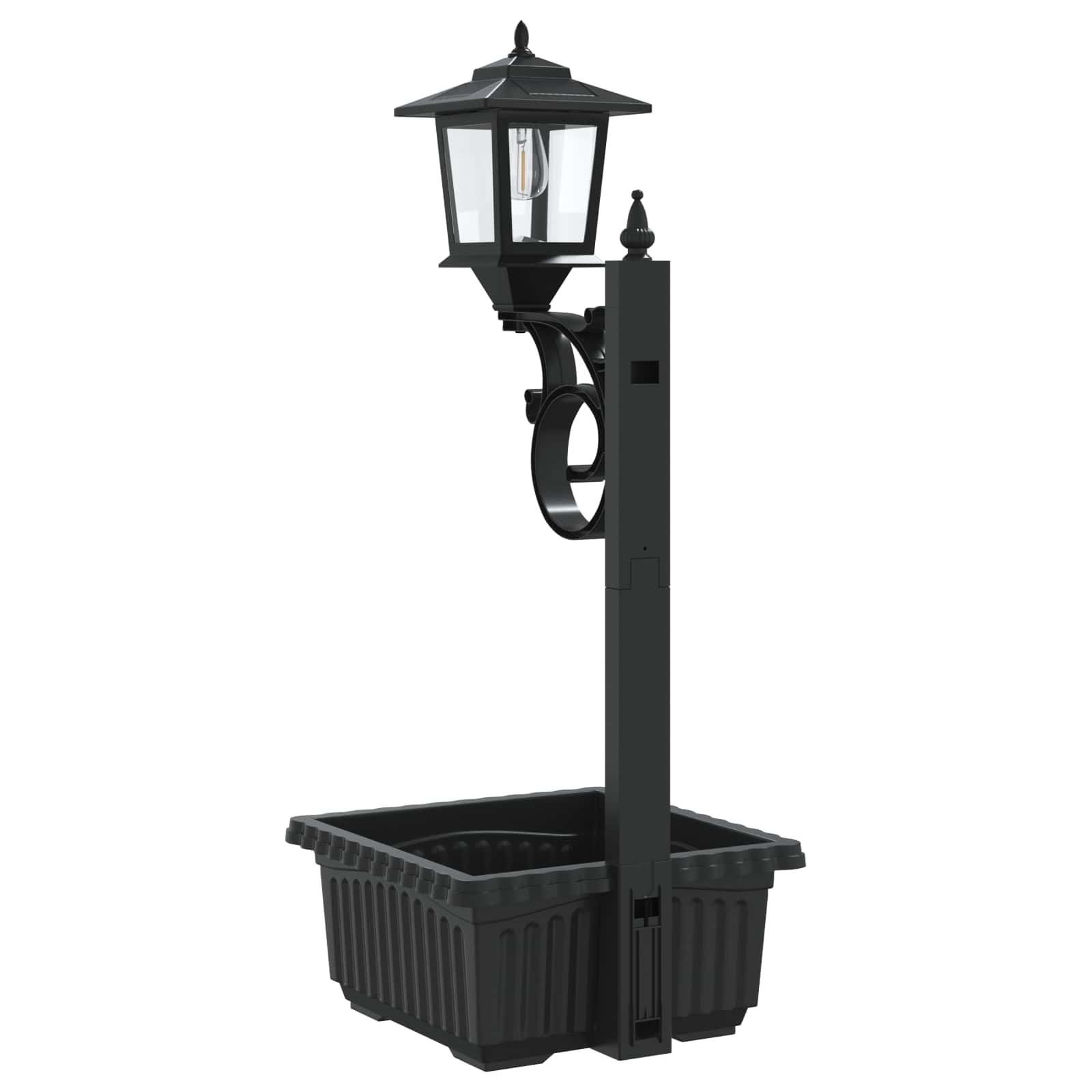 vidaXL Lampa słupkowa z donicą Czarny 29 x 28 x 74 cm ABS i PP