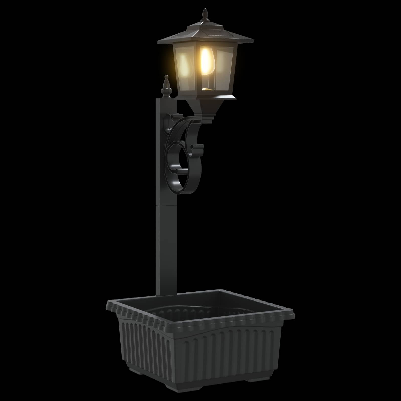 vidaXL Lampa słupkowa z donicą Czarny 29 x 28 x 74 cm ABS i PP