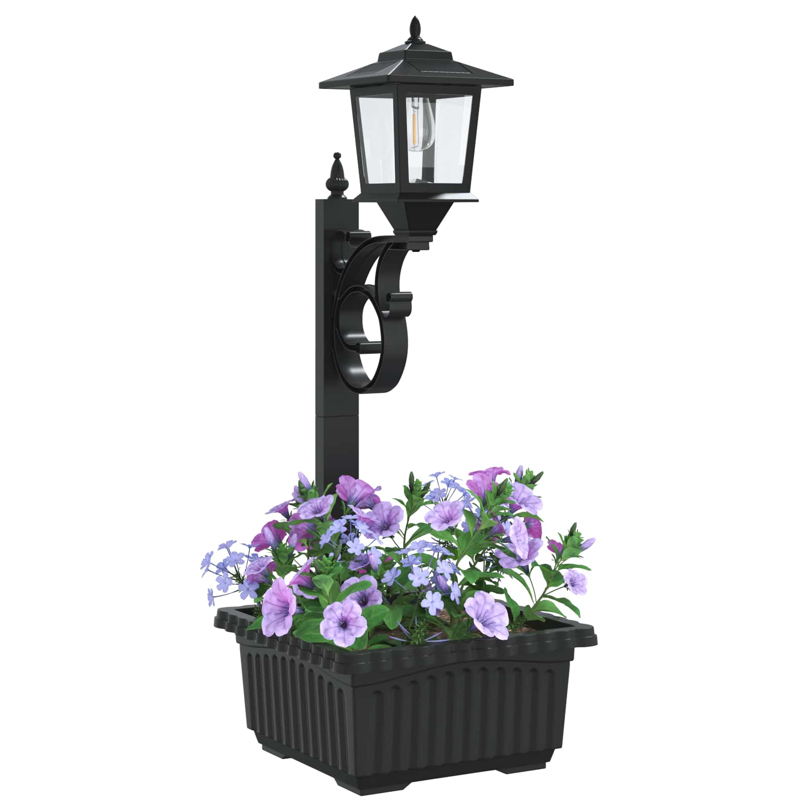 vidaXL Lampa słupkowa z donicą Czarny 29 x 28 x 74 cm ABS i PP