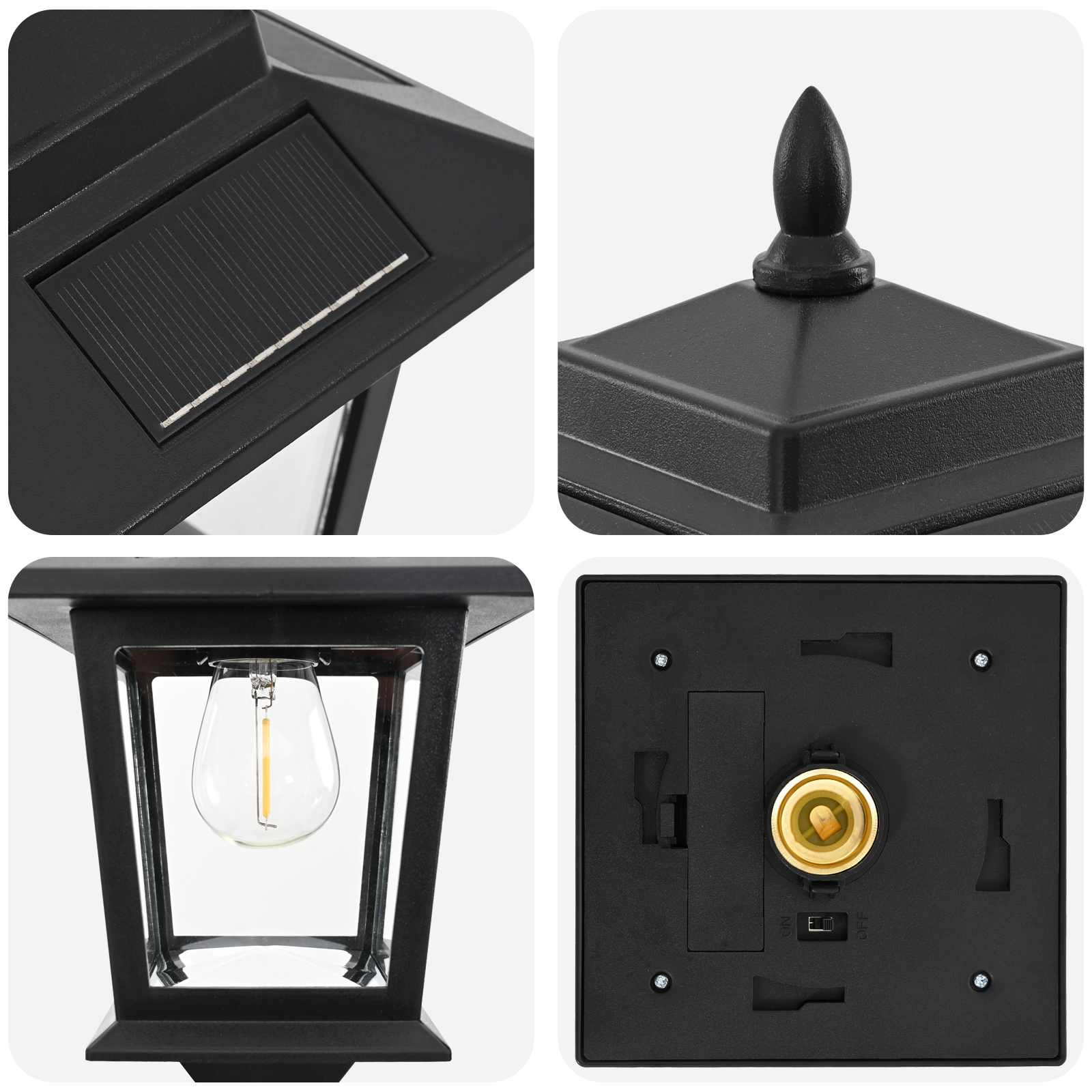 vidaXL Zestaw Lamp Post with LED Bulb 2 szt. Czarny 16 x 16 x 156 cm