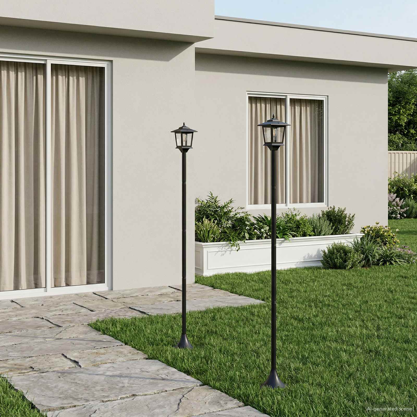 vidaXL Zestaw Lamp Post with LED Bulb 2 szt. Czarny 16 x 16 x 156 cm