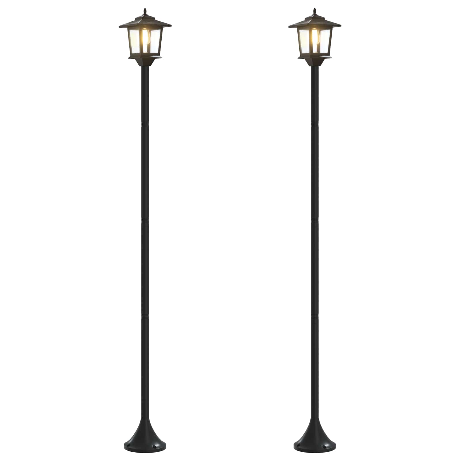 vidaXL Zestaw Lamp Post with LED Bulb 2 szt. Czarny 16 x 16 x 156 cm