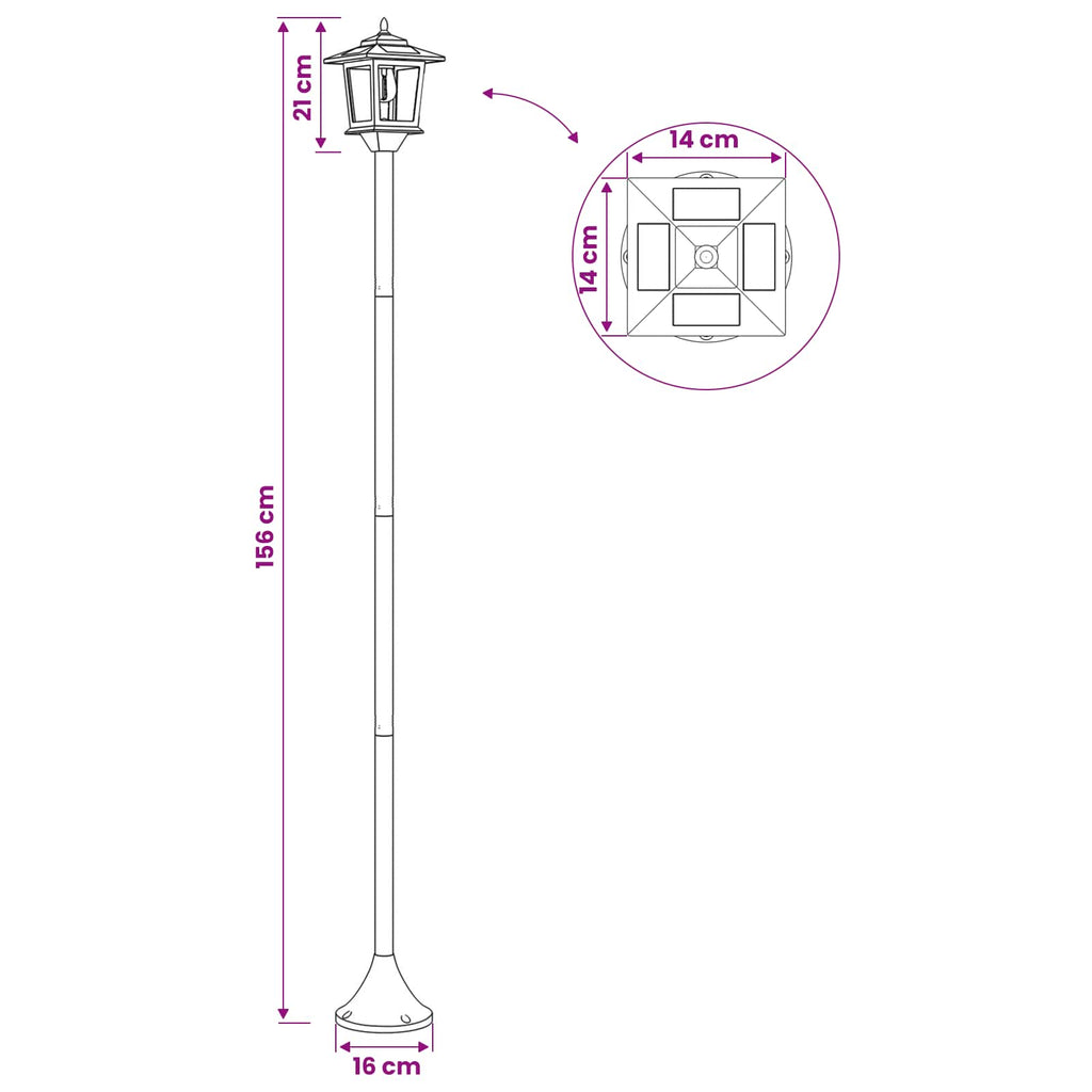 vidaXL Zestaw Lamp Post with LED Bulb 2 szt. Czarny 16 x 16 x 156 cm