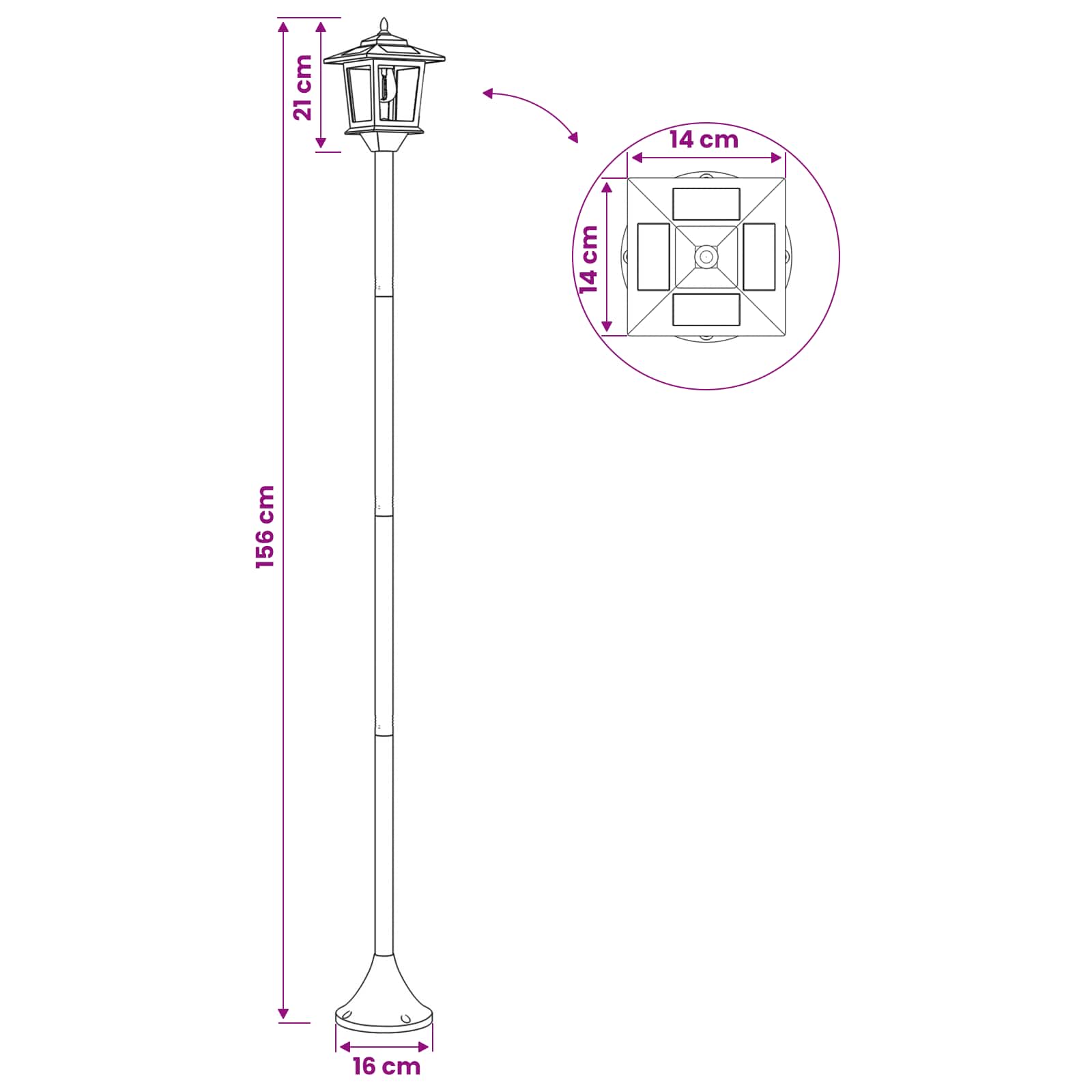 vidaXL Zestaw Lamp Post with LED Bulb 2 szt. Czarny 16 x 16 x 156 cm