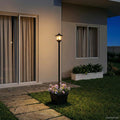vidaXL Lampka solarna z donicą with LED Bulb Czarny 32 x 32 x 158 cm