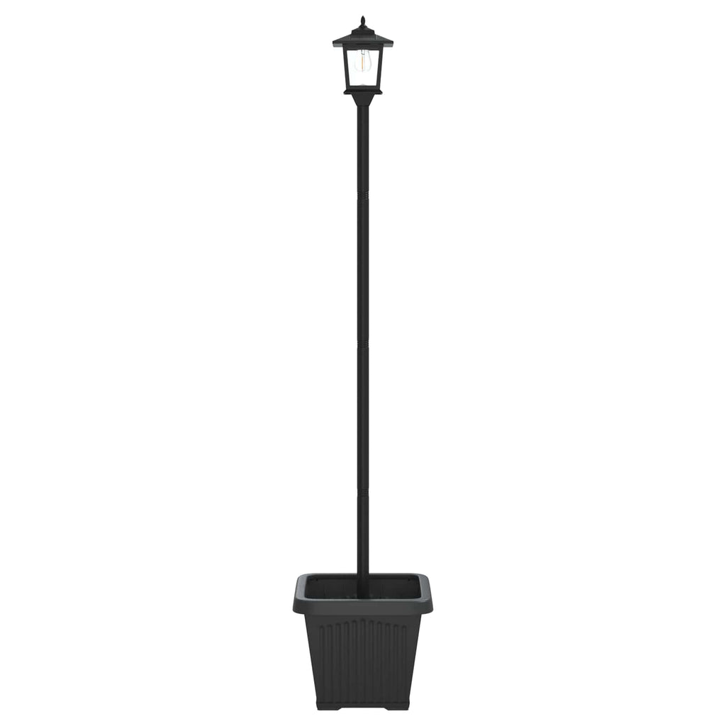 vidaXL Lampka solarna z donicą with LED Bulb Czarny 32 x 32 x 158 cm