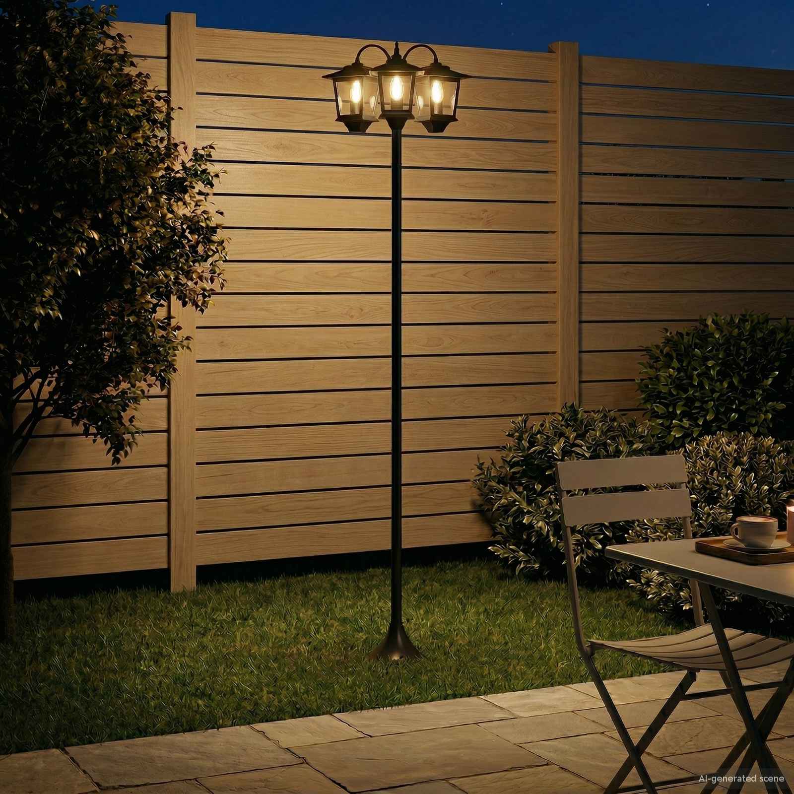 vidaXL Lampion z 3 głowicami Czarny 16 x 16 x 187 cm Aluminium i ABS
