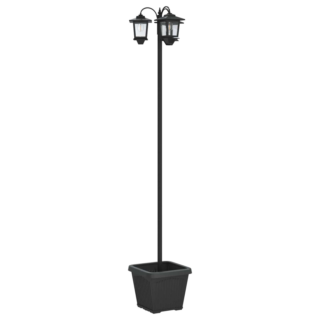 vidaXL Lampion z trzema głowami z doniczką Czarny 32 x 32 x 188 cm