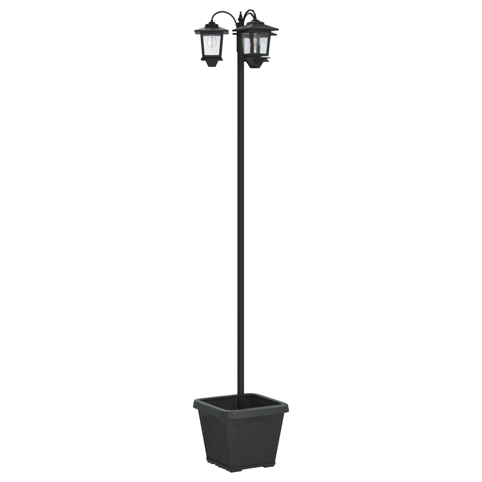vidaXL Lampion z trzema głowami z doniczką Czarny 32 x 32 x 188 cm