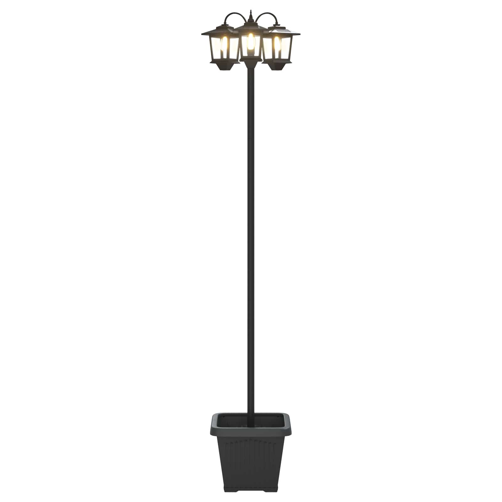 vidaXL Lampion z trzema głowami z doniczką Czarny 32 x 32 x 188 cm