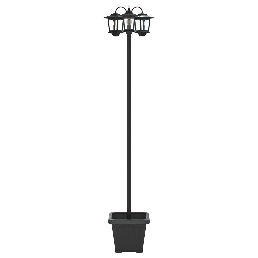 vidaXL Lampion z trzema głowami z doniczką Czarny 32 x 32 x 188 cm