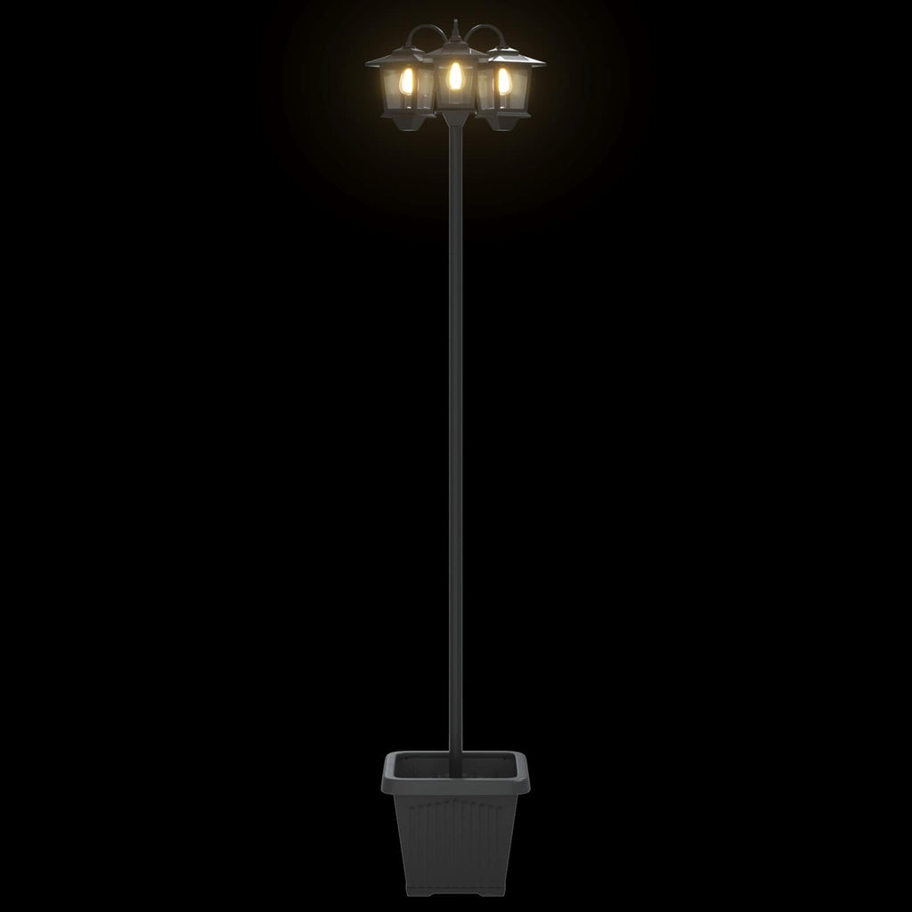 vidaXL Lampion z trzema głowami z doniczką Czarny 32 x 32 x 188 cm