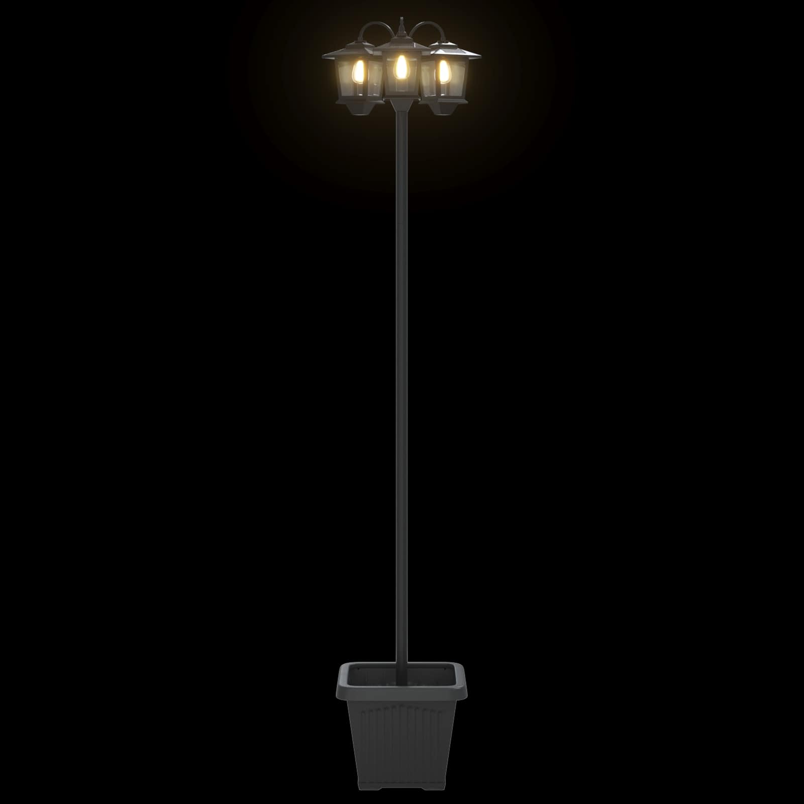vidaXL Lampion z trzema głowami z doniczką Czarny 32 x 32 x 188 cm