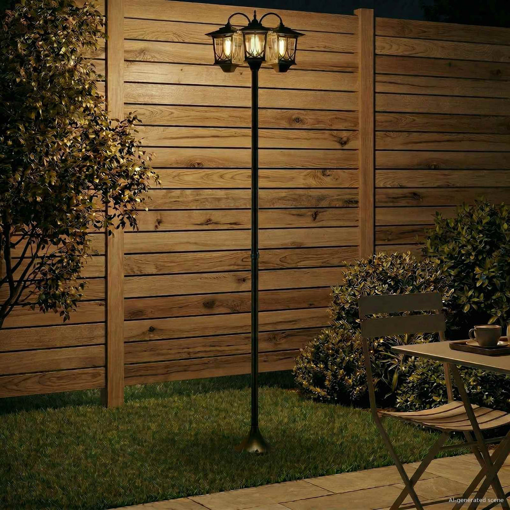 vidaXL Lampion z 3 głowicami Czarny 16 x 16 x 187 cm Aluminium i ABS