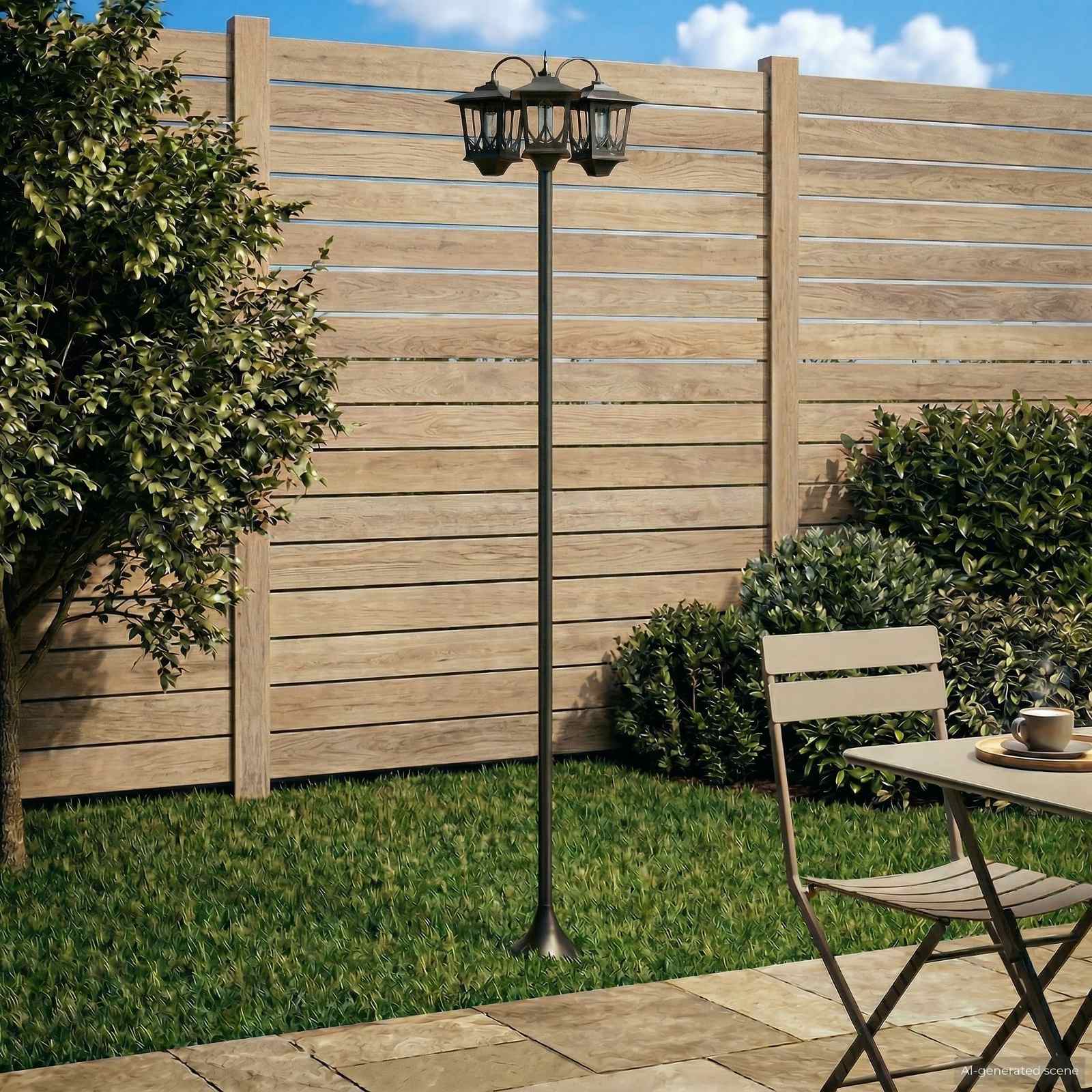 vidaXL Lampion z 3 głowicami Czarny 16 x 16 x 187 cm Aluminium i ABS