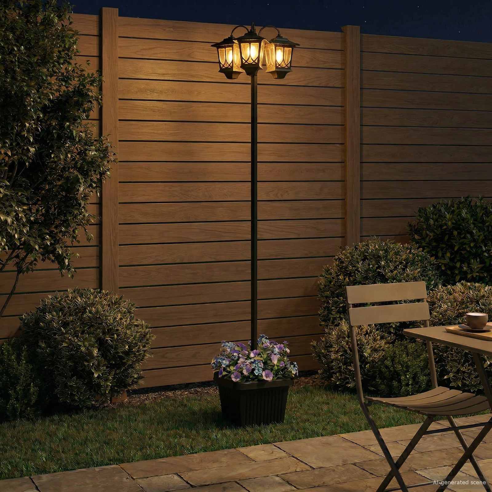 vidaXL Lampion z 3 głowicami Czarny 32 x 32 x 188 cm Aluminium i ABS