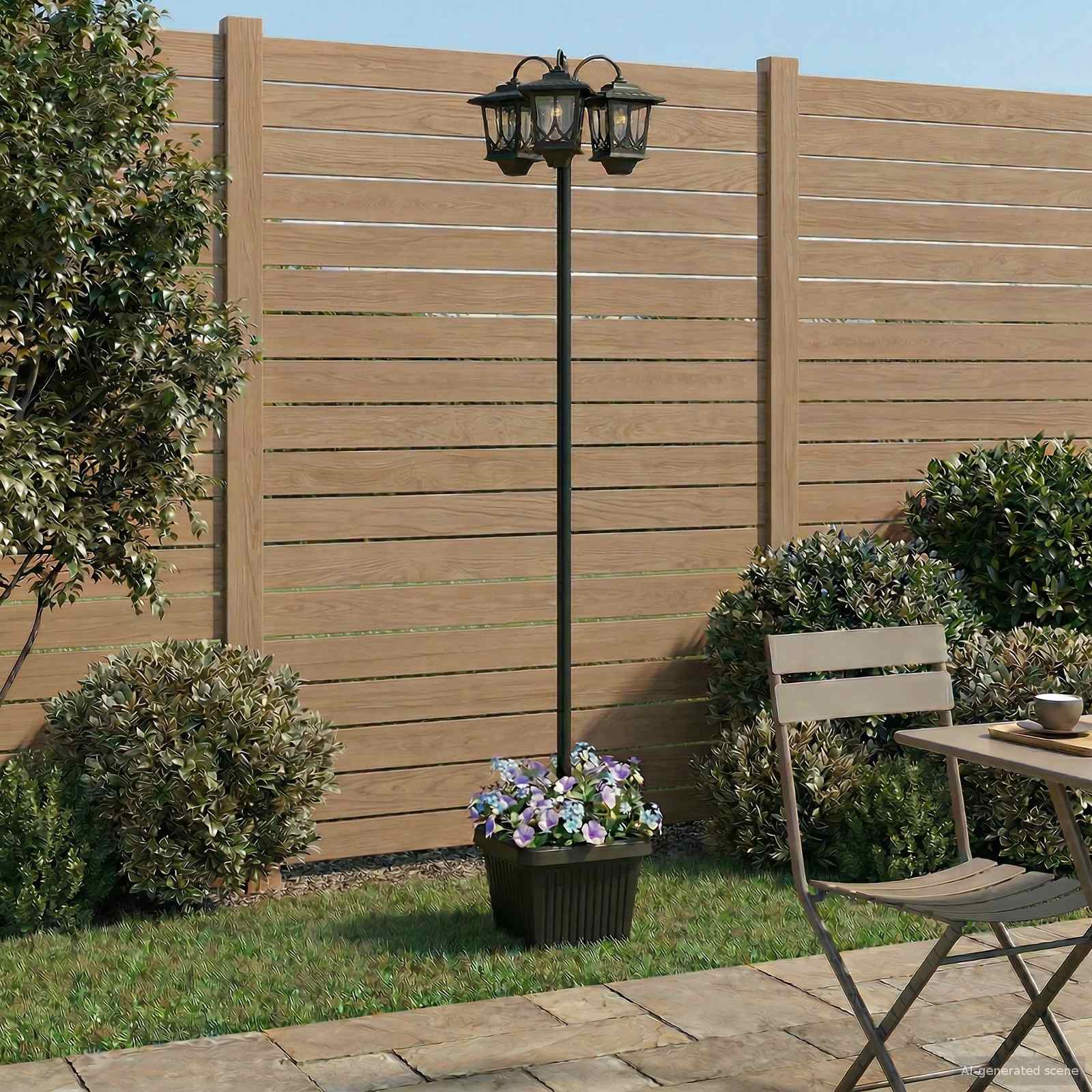 vidaXL Lampion z 3 głowicami Czarny 32 x 32 x 188 cm Aluminium i ABS