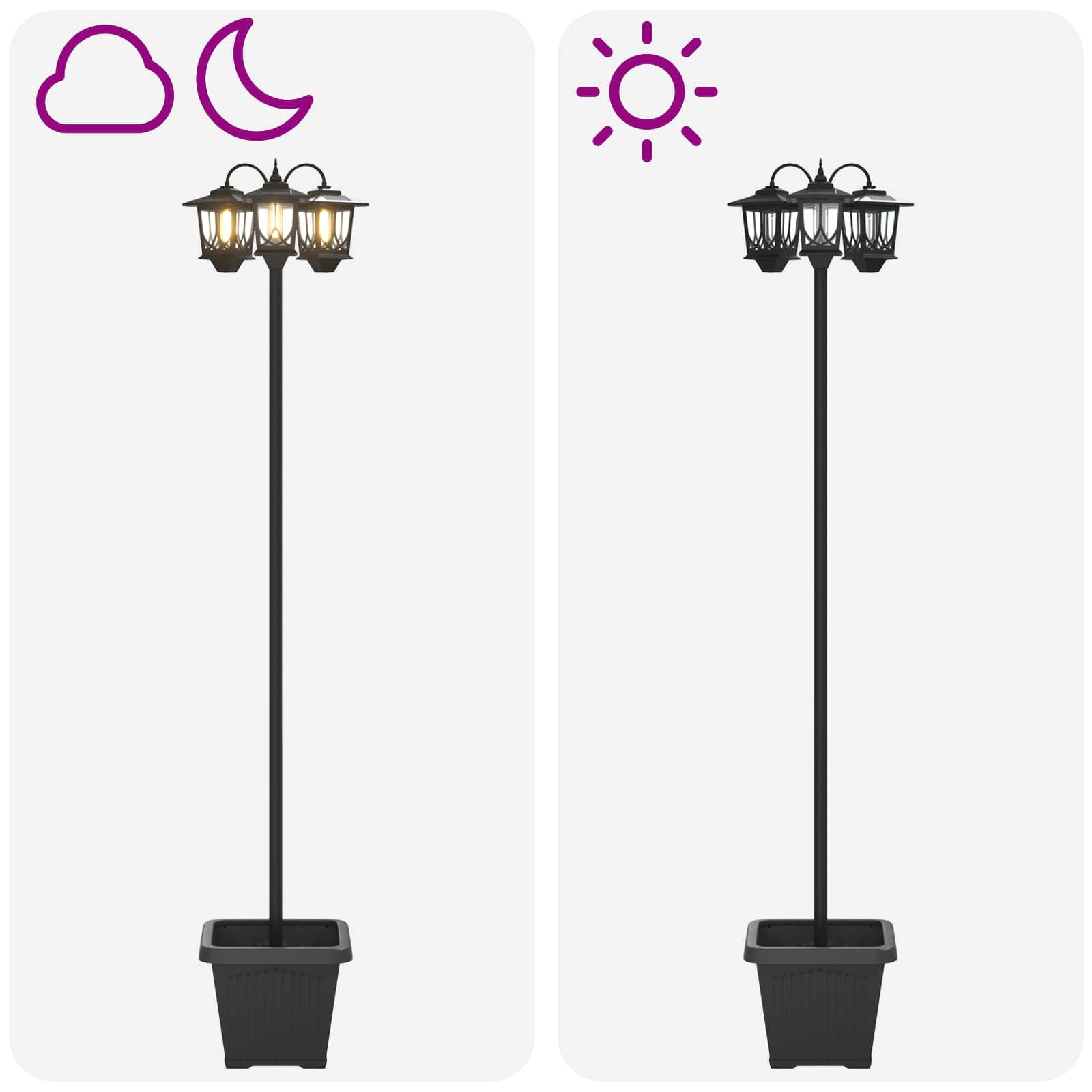 vidaXL Lampion z 3 głowicami Czarny 32 x 32 x 188 cm Aluminium i ABS