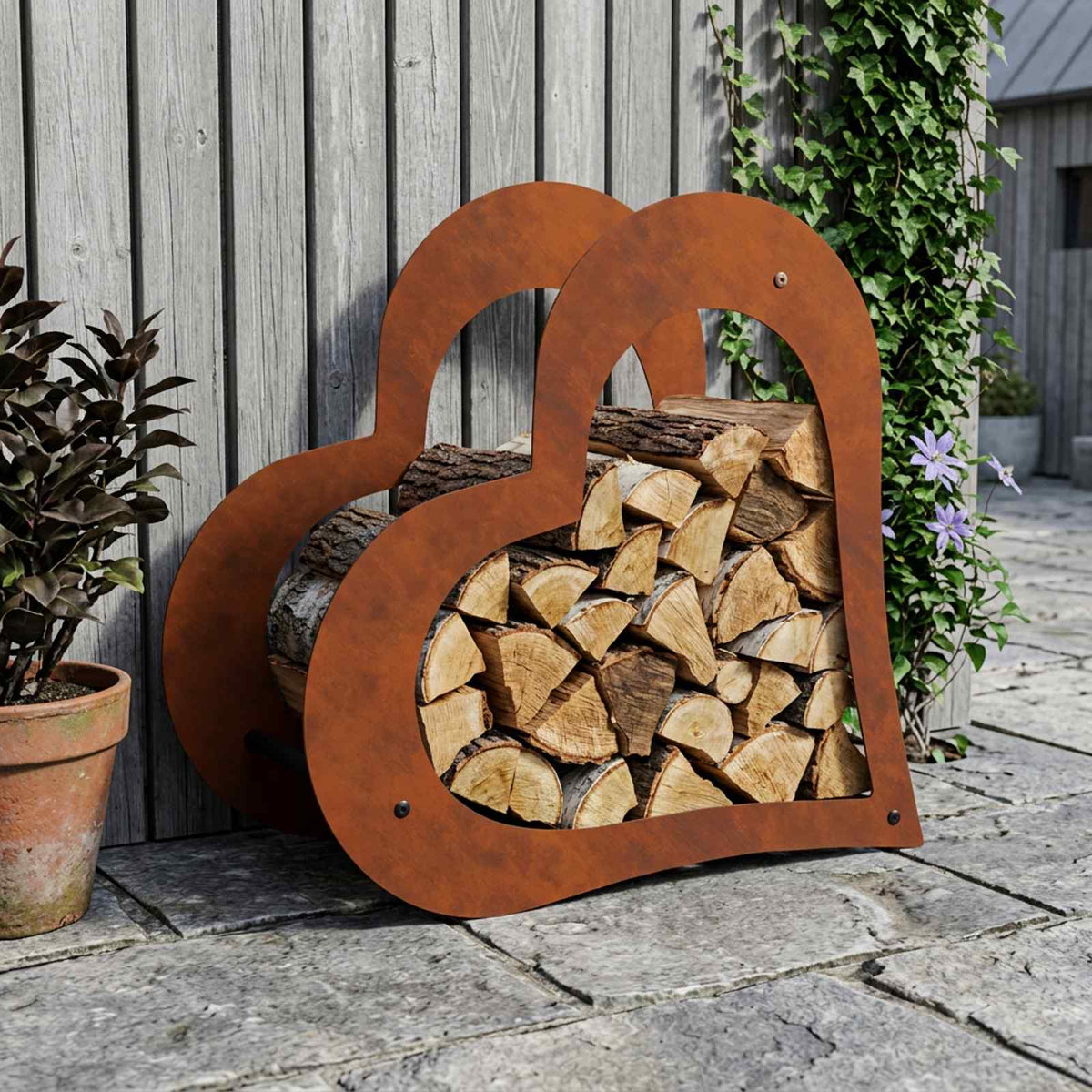 vidaXL Stojak na drewno 41 x 40 x 20 cm Stal kortenowska Rdzawy