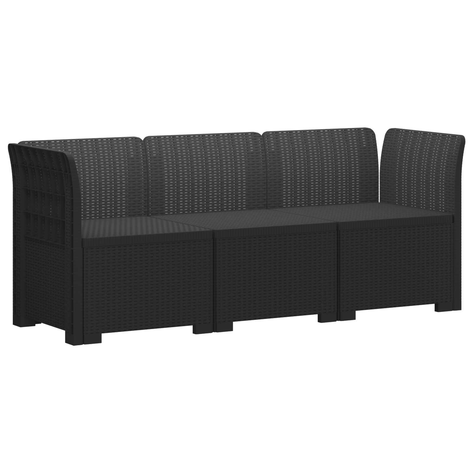 vidaXL Sofa Ogrodowa 3-osobowa w Wyglądzie Rattanowym PP antracytowy