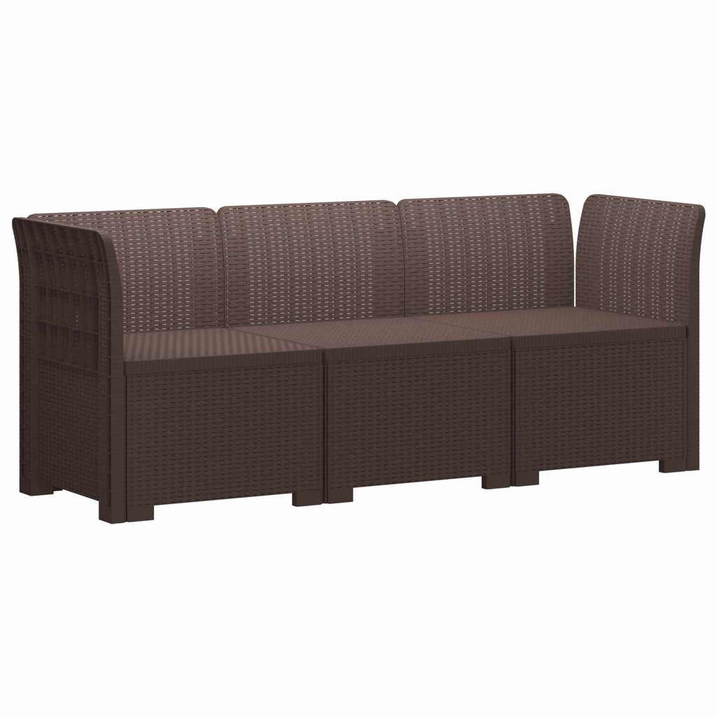 vidaXL Sofa ogrodowa 3-osobowa w wyglądzie rattanu PP brązowy