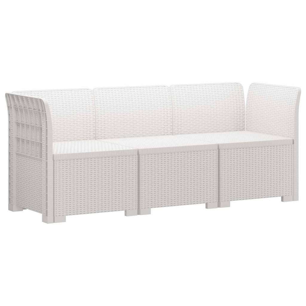 vidaXL Sofa Ogrodowa 3-osobowa w Wyglądzie Rattanu PP Biały