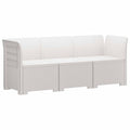 vidaXL Sofa Ogrodowa 3-osobowa w Wyglądzie Rattanu PP Biały