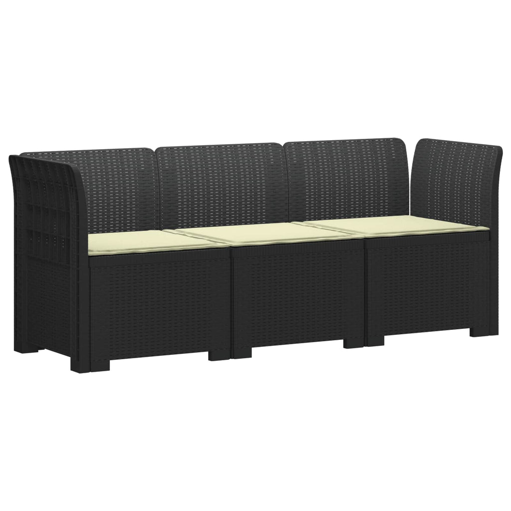 vidaXL Sofa ogrodowa 3-osobowa z poduszkami w rattanowym wyglądzie PP