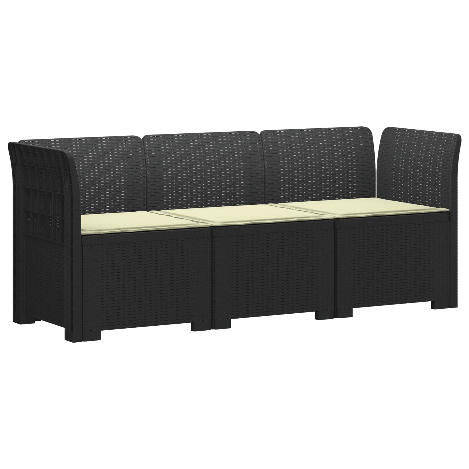 vidaXL Sofa ogrodowa 3-osobowa z poduszkami w rattanowym wyglądzie PP