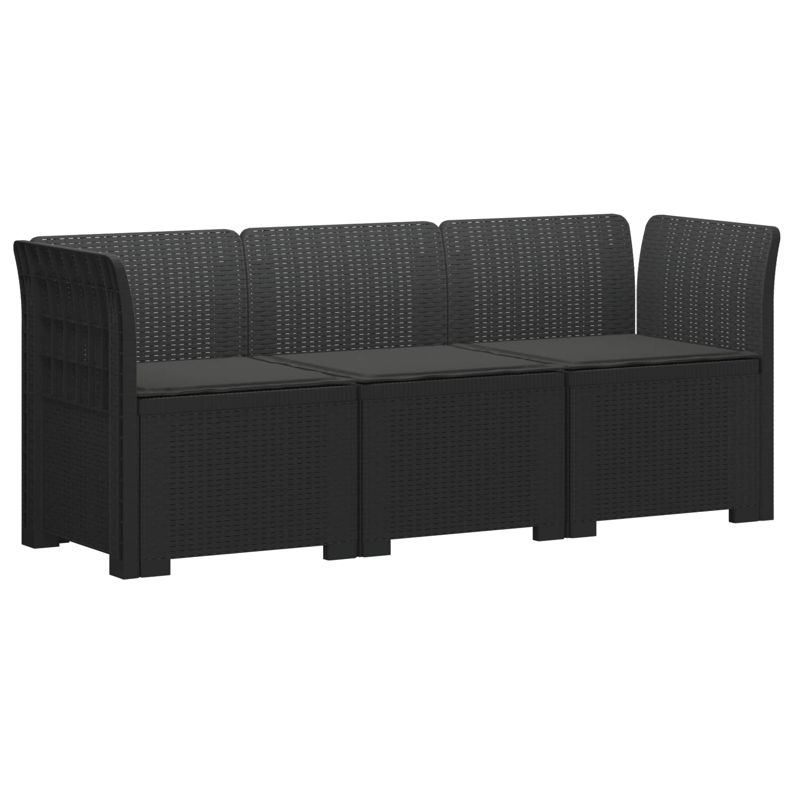 vidaXL Sofa ogrodowa 3-osobowa z poduszkami w rattanowym wyglądzie PP