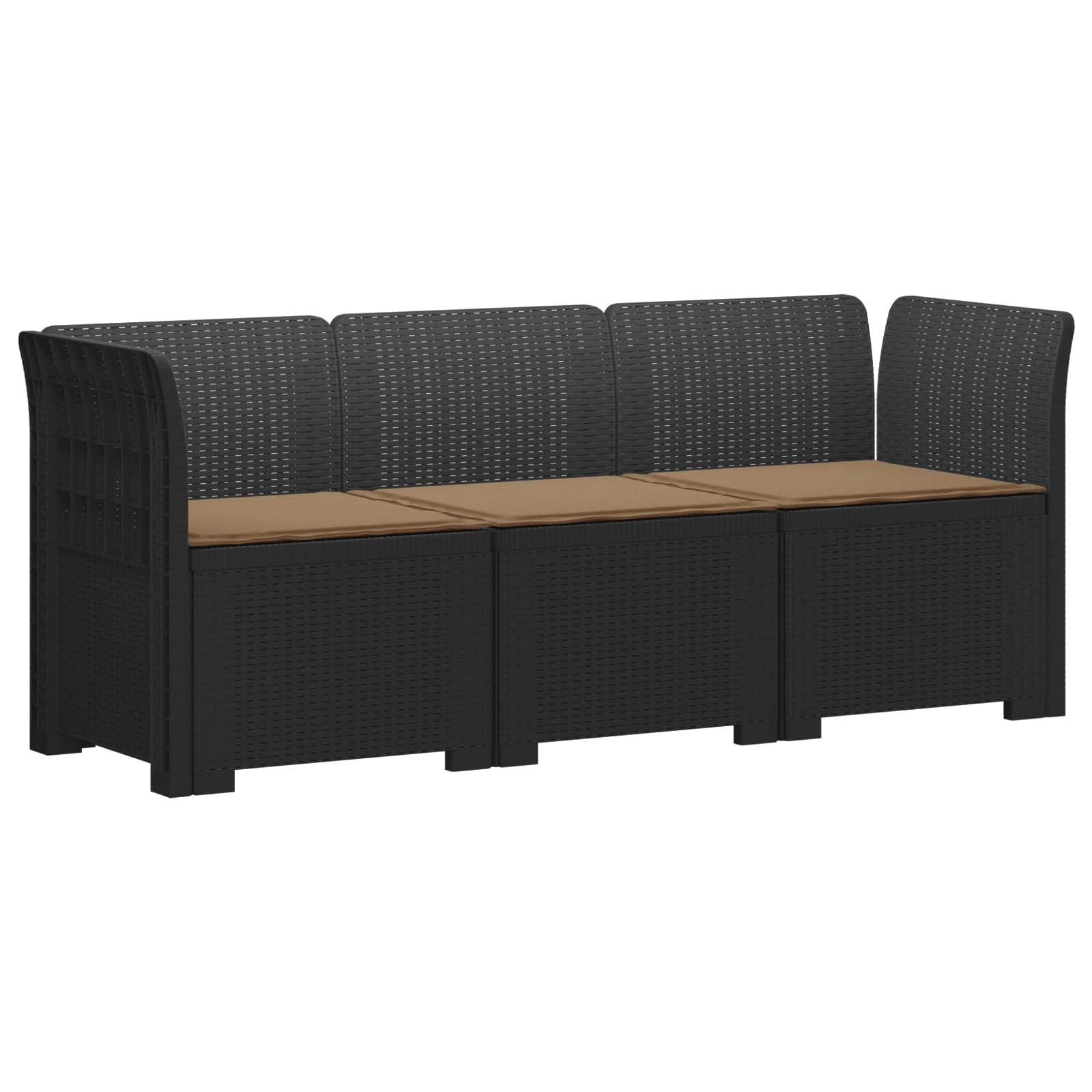vidaXL Sofa ogrodowa 3-osobowa z poduszkami w rattanowym wyglądzie PP