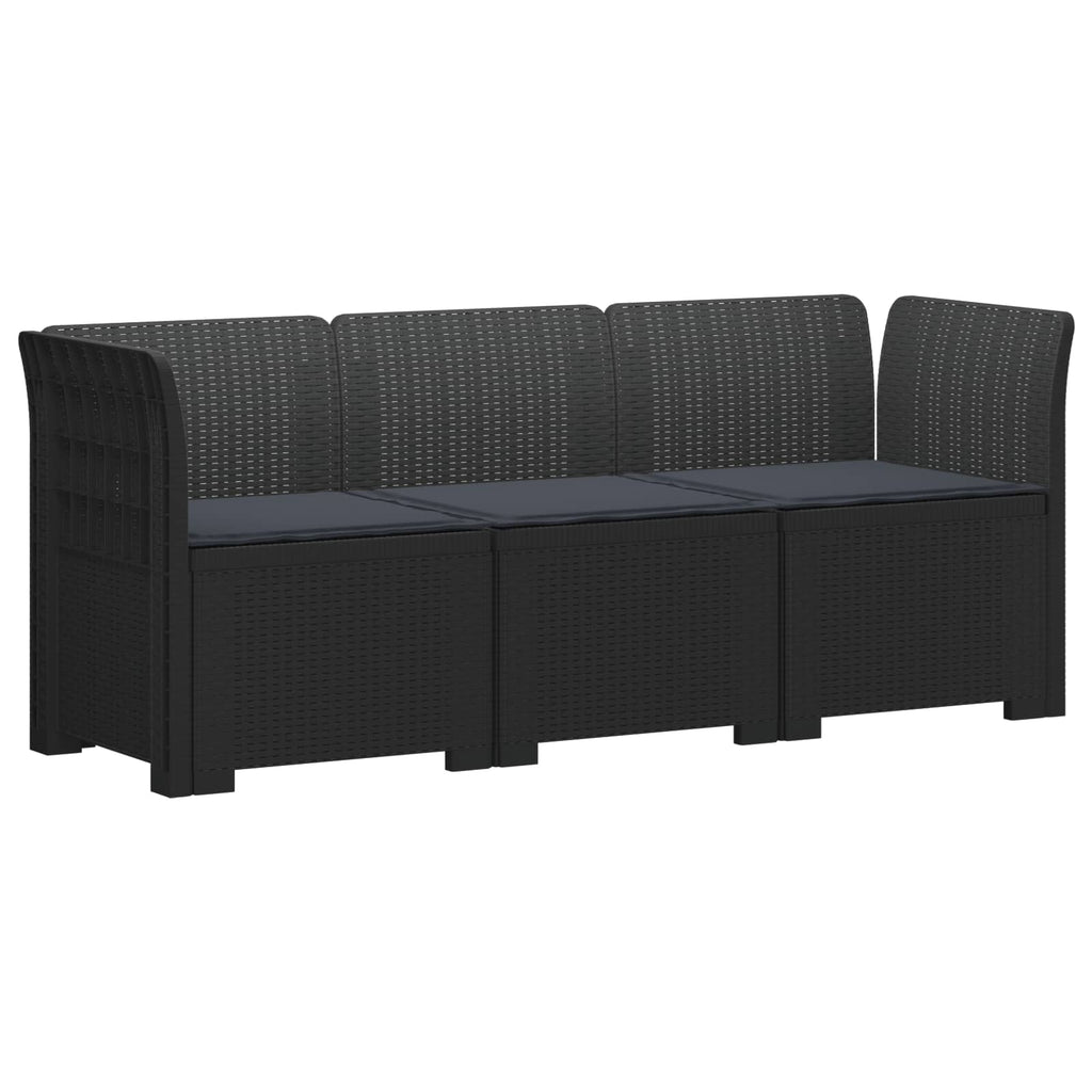 vidaXL Sofa ogrodowa 3-osobowa z poduszkami w rattanowym wyglądzie PP