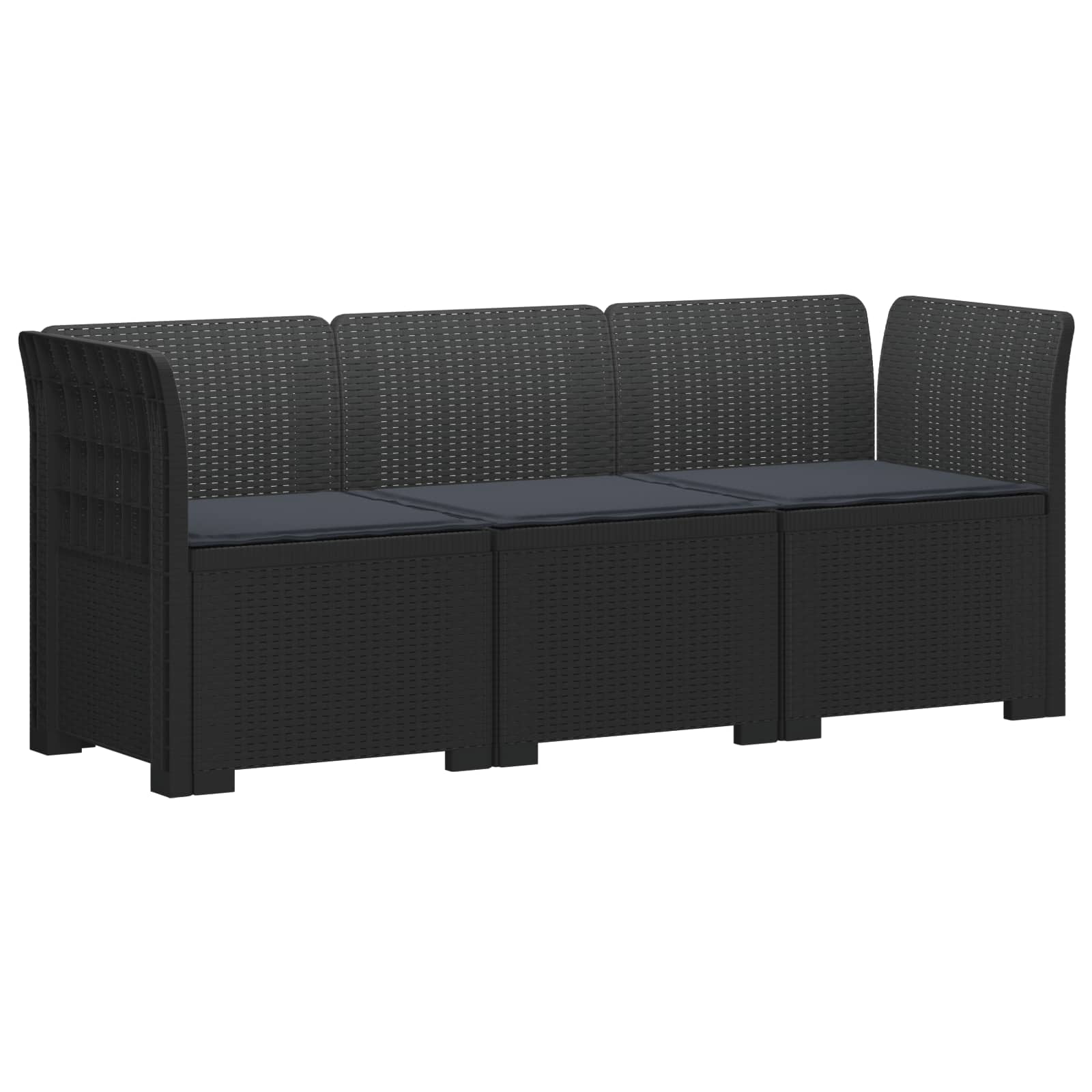 vidaXL Sofa ogrodowa 3-osobowa z poduszkami w rattanowym wyglądzie PP