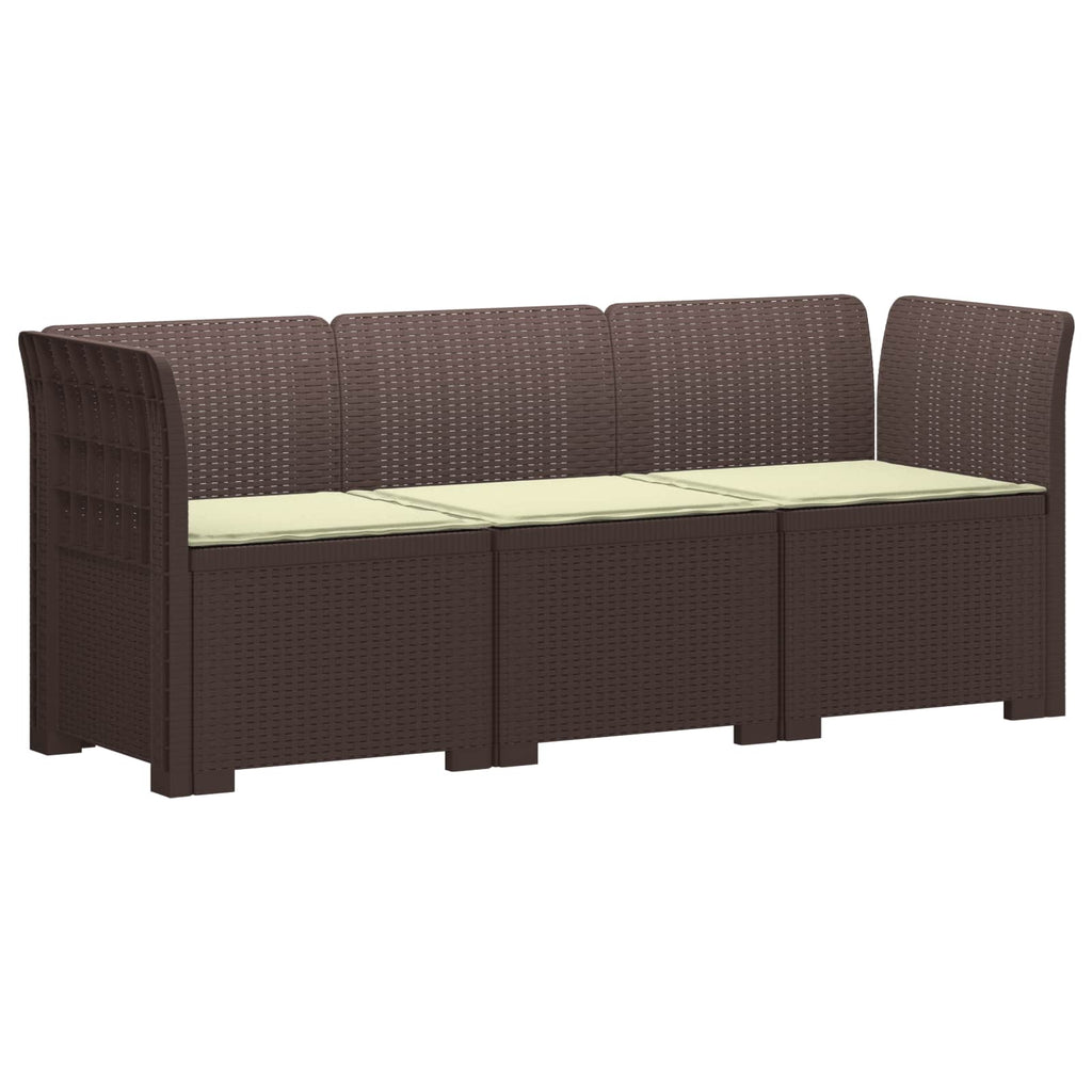 vidaXL Sofa ogrodowa 3-osobowa z poduszkami w rattanowym wyglądzie PP