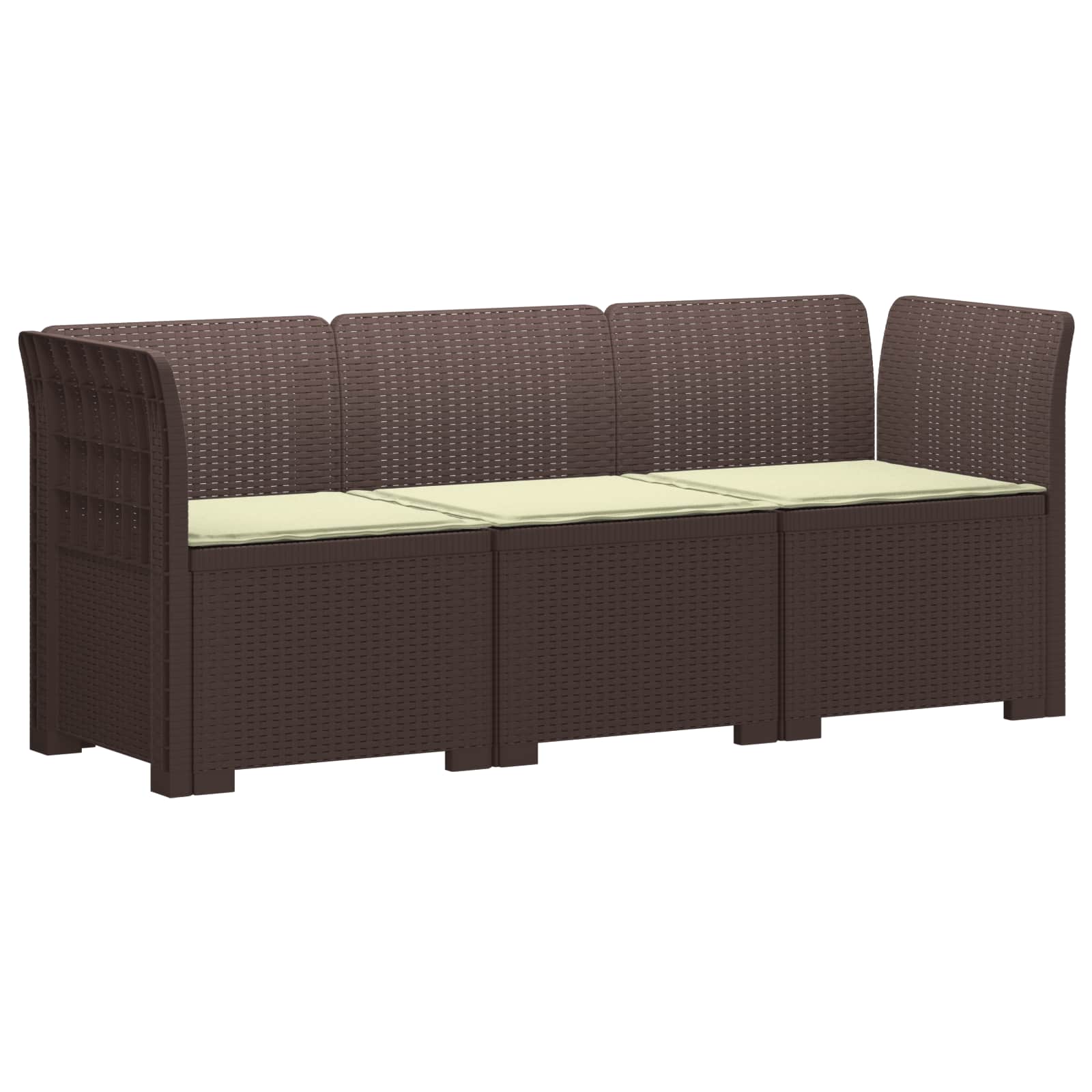 vidaXL Sofa ogrodowa 3-osobowa z poduszkami w rattanowym wyglądzie PP