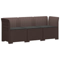vidaXL Sofa ogrodowa 3-osobowa z poduszkami w rattanowym wyglądzie PP