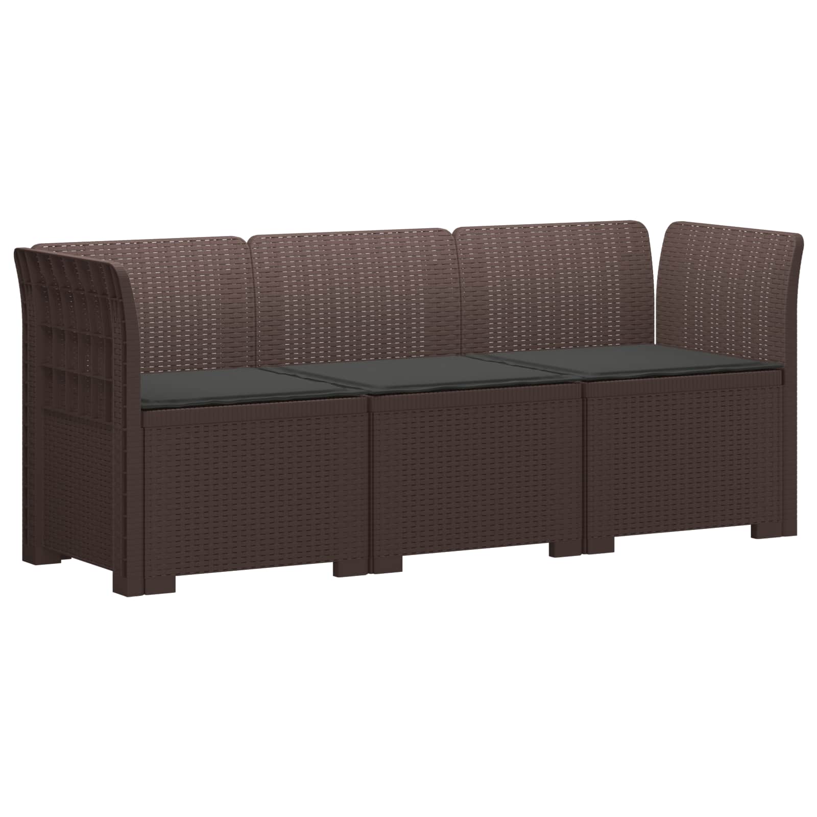 vidaXL Sofa ogrodowa 3-osobowa z poduszkami w rattanowym wyglądzie PP