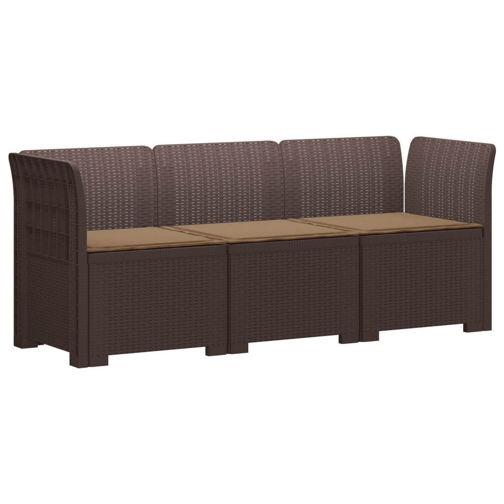 vidaXL Sofa ogrodowa 3-osobowa z poduszkami w rattanowym wyglądzie PP