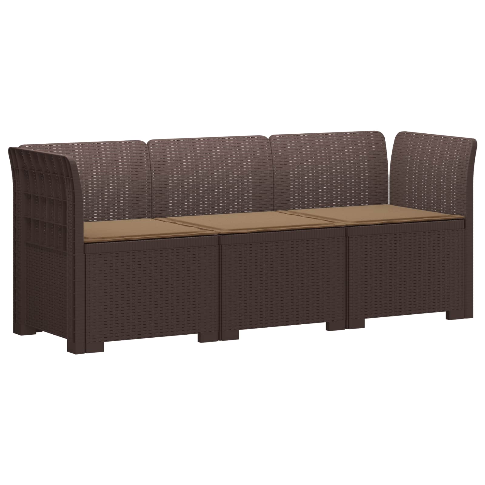 vidaXL Sofa ogrodowa 3-osobowa z poduszkami w rattanowym wyglądzie PP